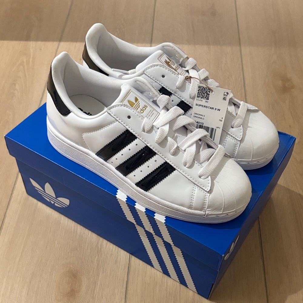 Adidas Superstar White Shine with Black Stripes